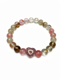 Pink Heart Gemstone Bead Bracelet